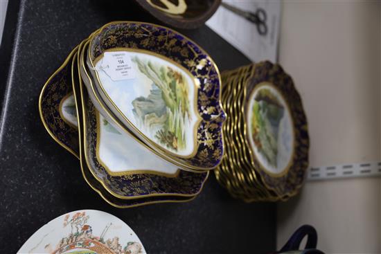A Wedgwood bone china topographical seventeen piece dessert service, c.1880,